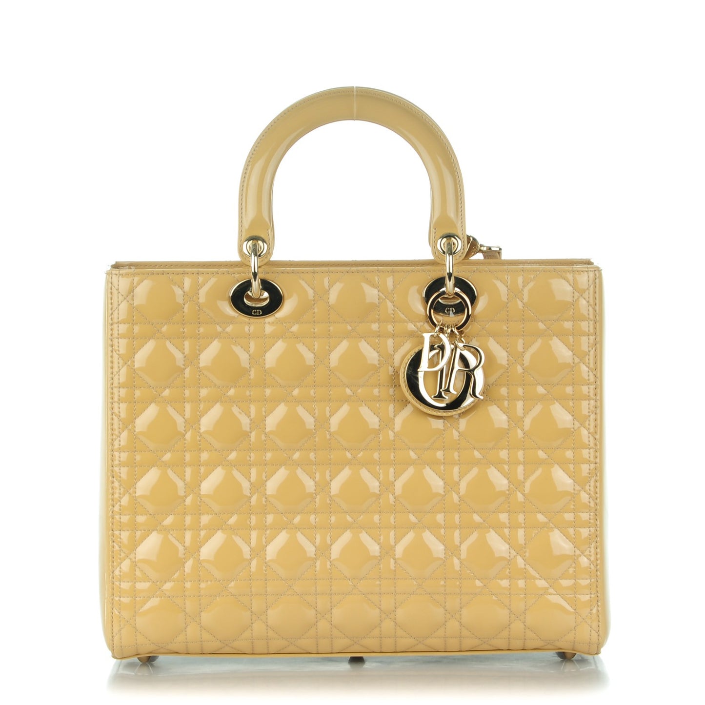Patent Cannage Large Lady Dior Beige