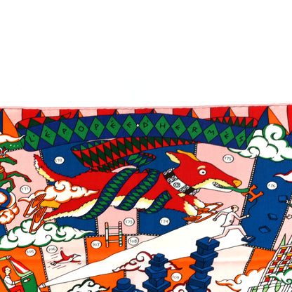 Hermes Cashmere Silk L'Epopee D'Hermes Shawl 140 Vert Bleu Orange 4 of 5