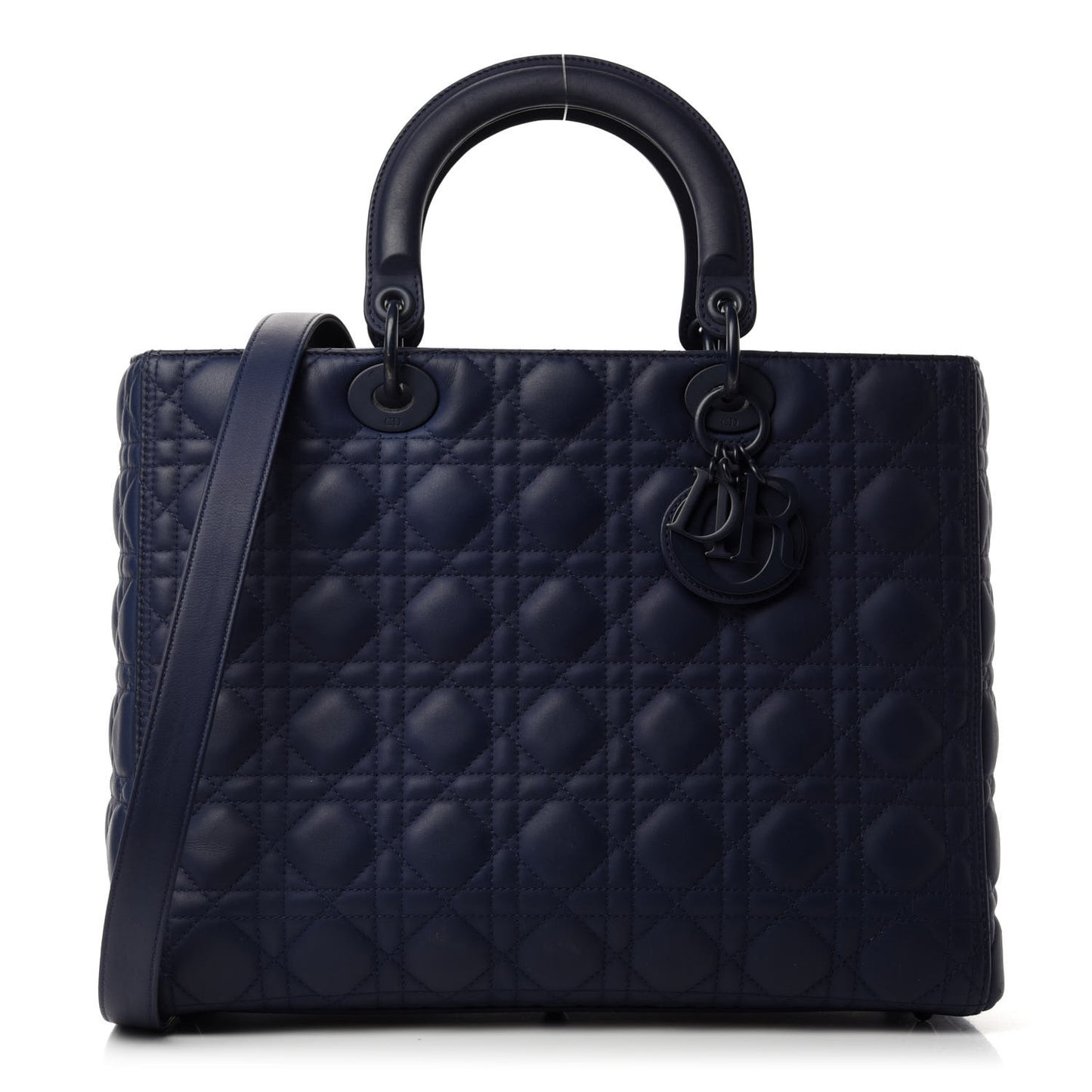 Ultra Matte Calfskin Cannage Large Lady Dior Blue
