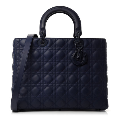 Christian Dior Ultra Matte Calfskin Cannage Large Lady Dior Blue 1 of 11