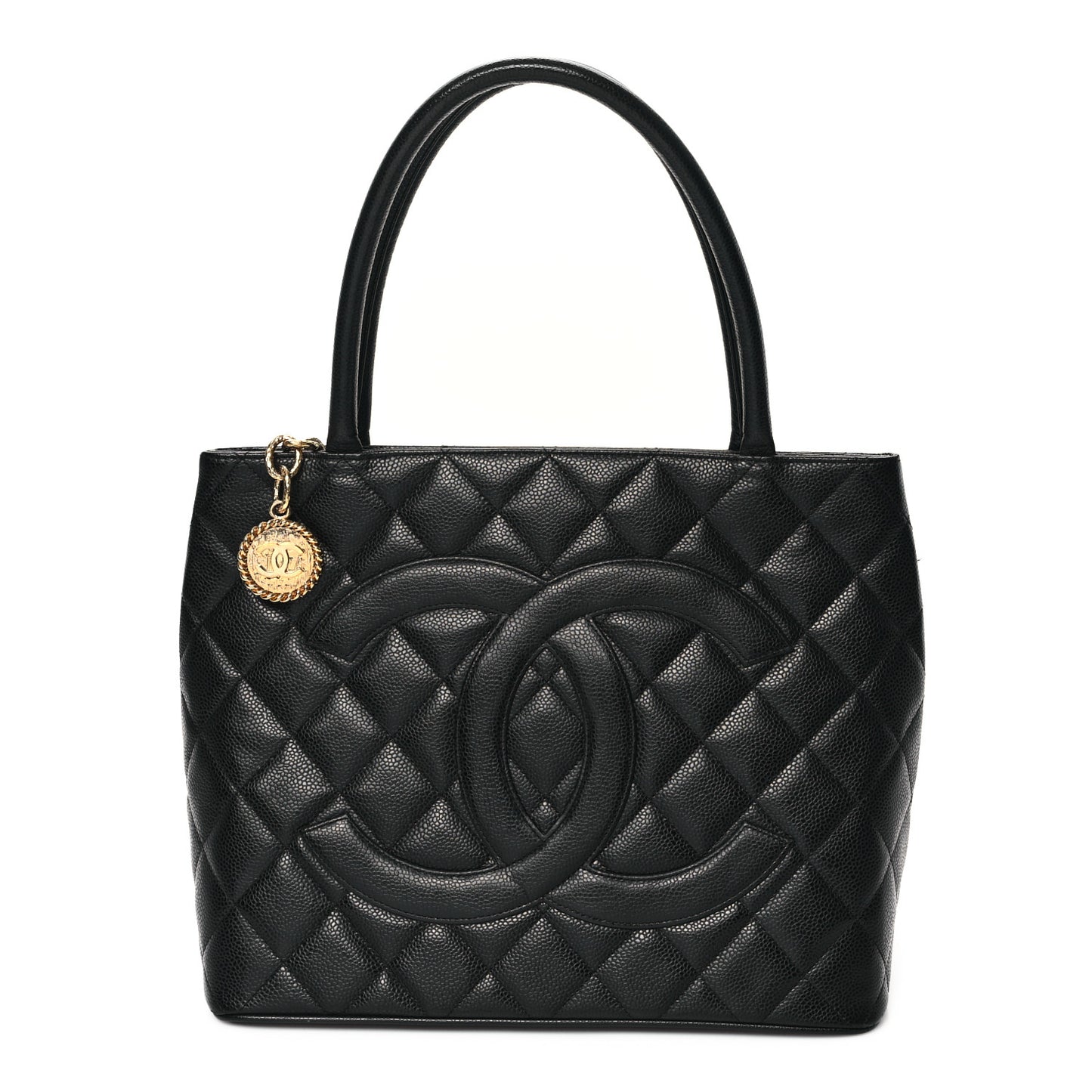 Caviar Quilted Medallion Tote Black
