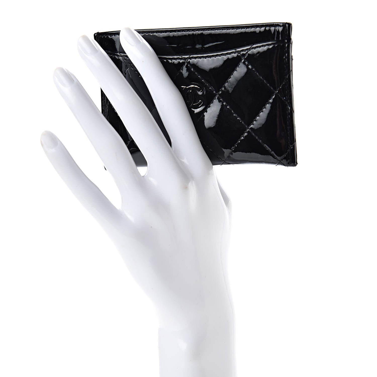 Chanel Patent Calfskin Quilted Card Holder Black 2 of 10