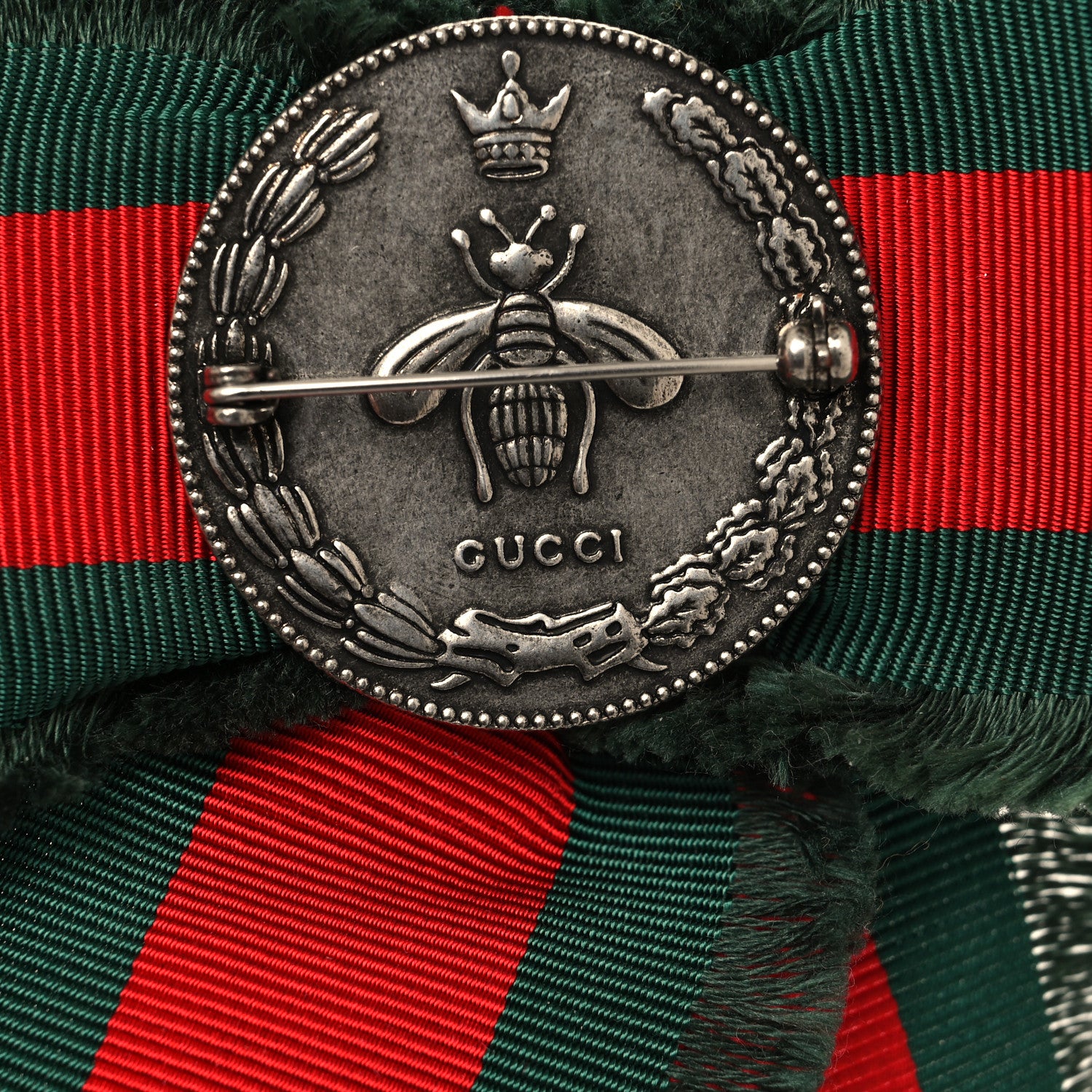 Gucci Grosgrain Web Pearl Crystal Bow Brooch 3 of 3