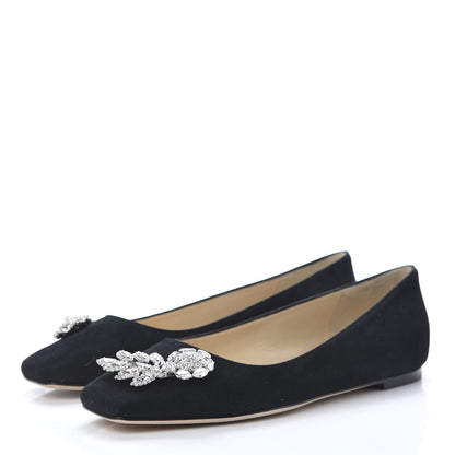 Jimmy Choo Suede Crystal Mirele Ballet Flat 37 Black 3 of 12