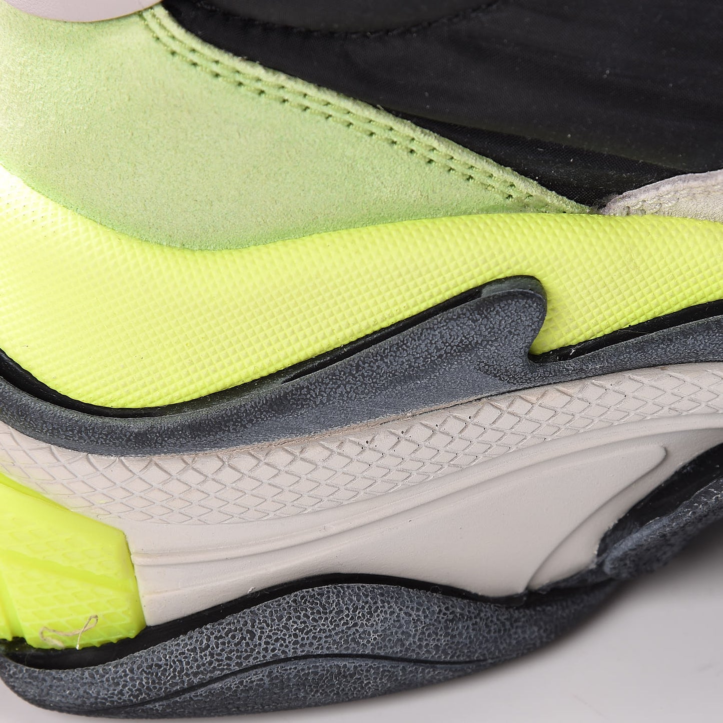 Nylon Suede Mens Triple S 2.0 Sneakers 42 Gris Black Jaune Fluo
