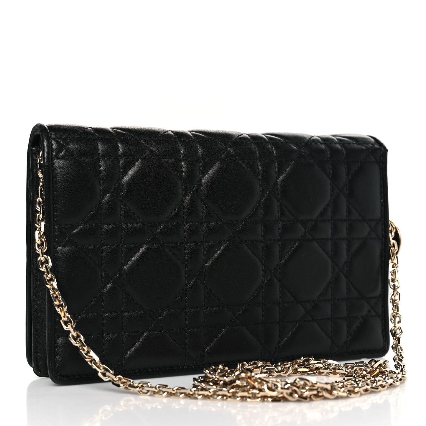 Lambskin Cannage Lady Dior Chain Wallet Black