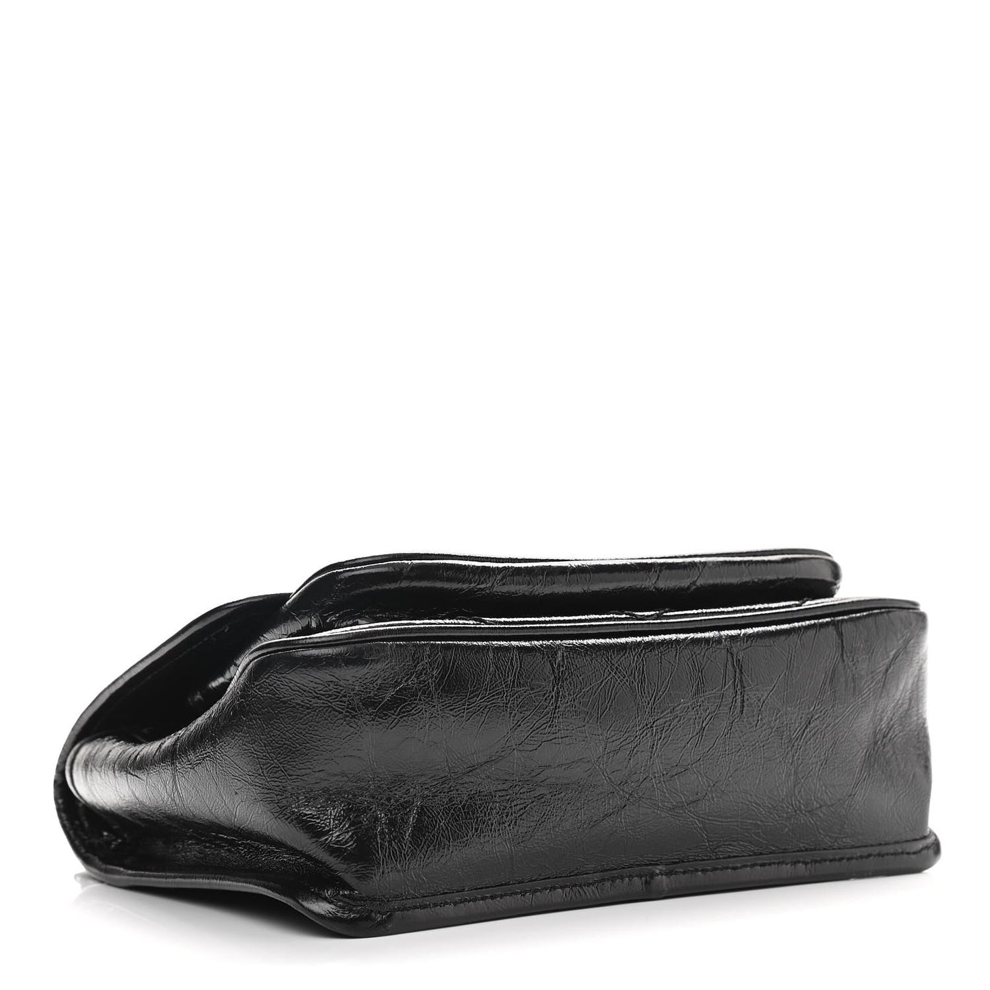 Crinkled Calfskin Matelasse Monogram Baby Niki Chain Satchel Black
