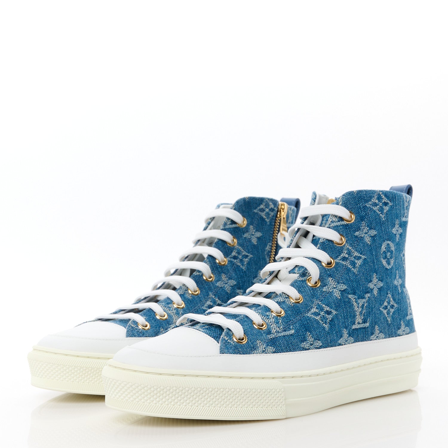 Louis Vuitton Denim Monogram Stellar Sneaker Boots 40 Bleu Jeans 39 Blue 3 of 9