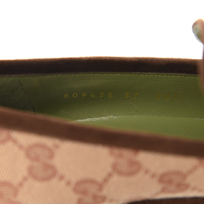 Gucci GG Monogram Suede Houdan Mid Heel Platform Loafers 37 Beige Ruggine Maroon 9 of 10