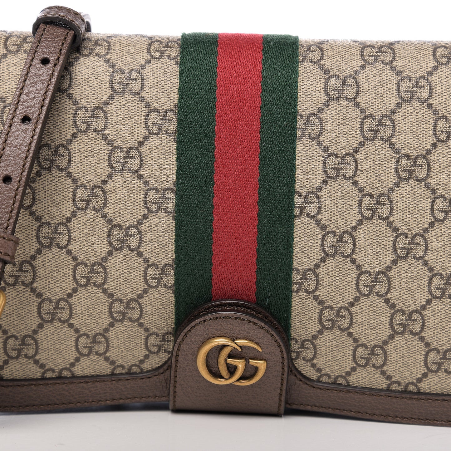 GG Supreme Monogram Web Ophidia Flap Messenger Bag Beige New Acero