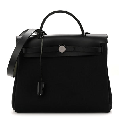 Hermes Military Toile Vache Hunter Herbag Zip Retourne 31 PM Black 1 of 11