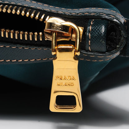Prada Tessuto Nylon Saffiano Tote Ottanio 10 of 11