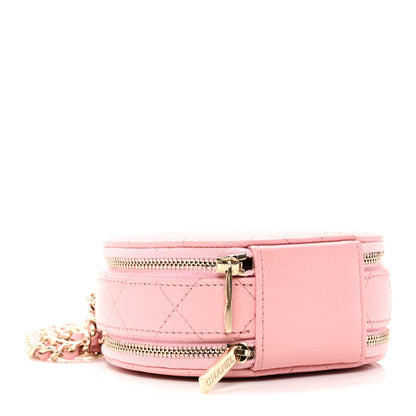 Chanel Caviar Quilted Round Handle With Care Vanity With Chain Pink 4 of 12