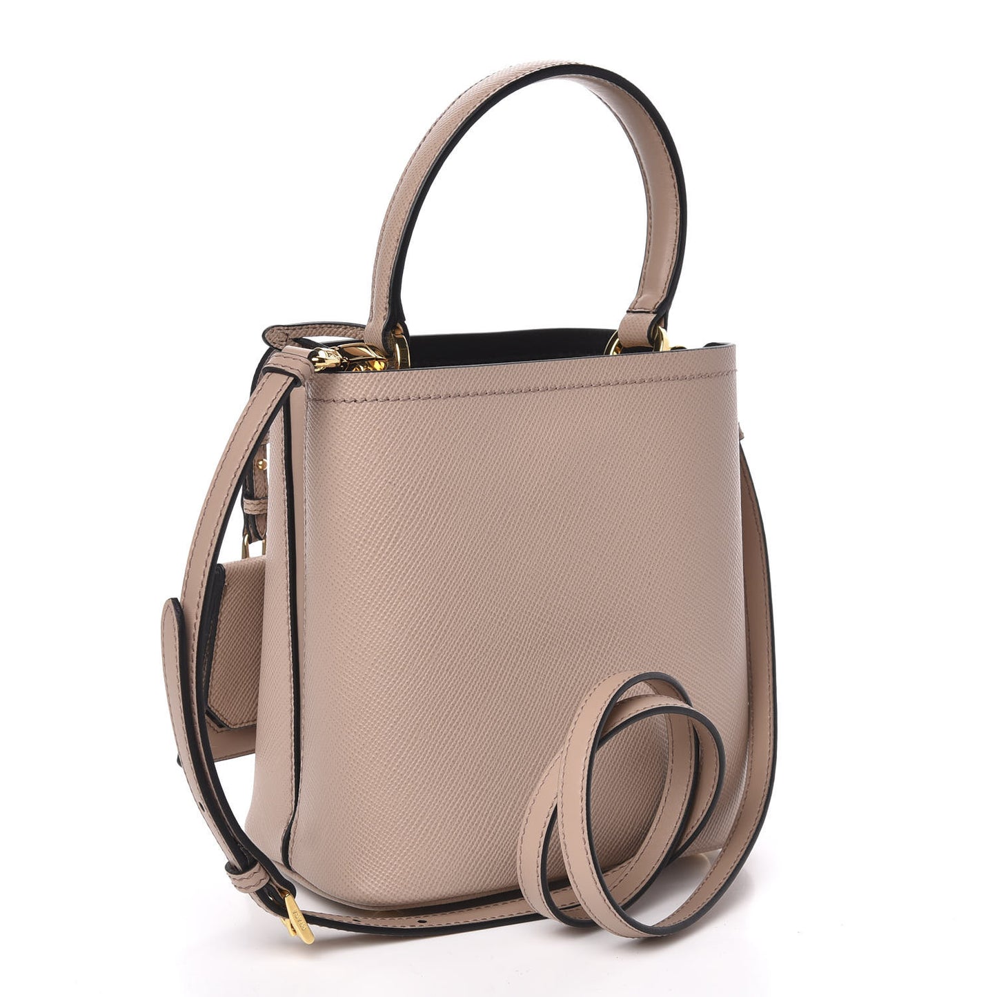 Saffiano Cuir Calfskin Small Panier Bucket Bag Cipria Black
