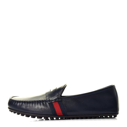 Gucci Nappa Web Mens Kanye Driver Loafers 8 Blue 1 of 8