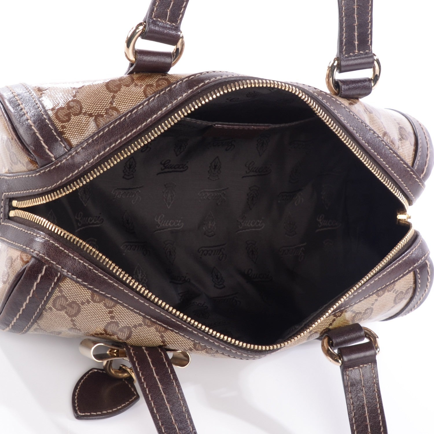 Gucci Crystal Monogram Duchessa Small Boston Bag Brown 5 of 9