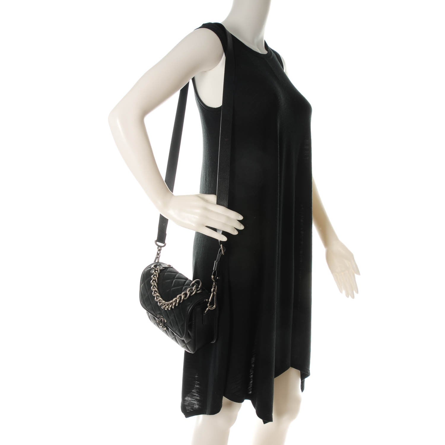 Chanel Caviar Iridescent Calfskin Quilted Small Daily Carry Messenger Black 2 of 7