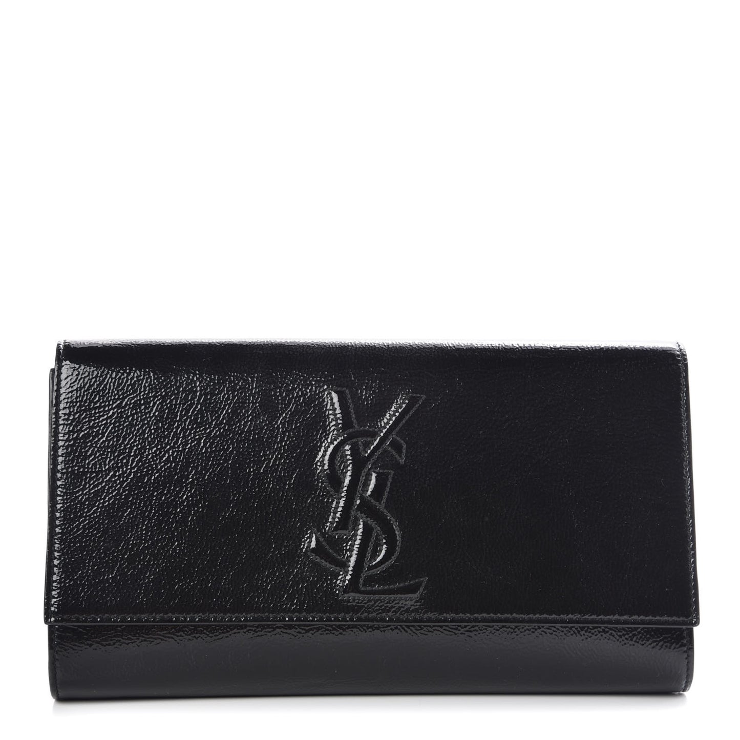Textured Patent Monogram Large Belle De Jour Clutch Black