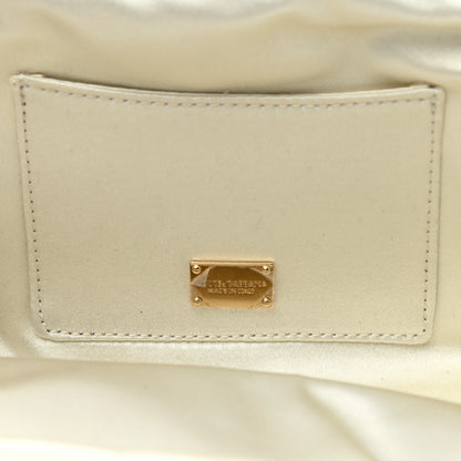 Dolce & Gabbana Satin Crystal Embellished Chain Clutch Ivory 6 of 6