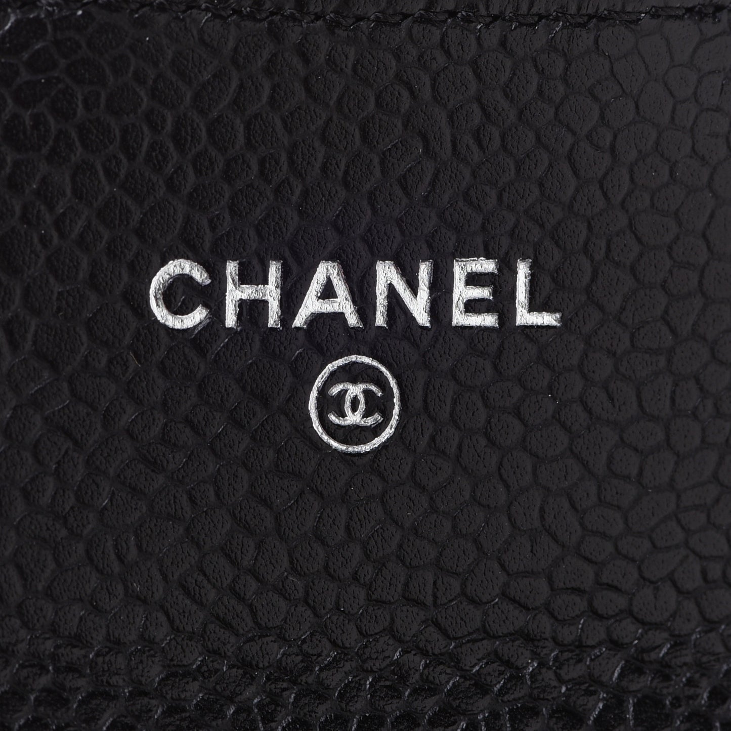 Caviar Quilted Flap Card Holder Wallet Black