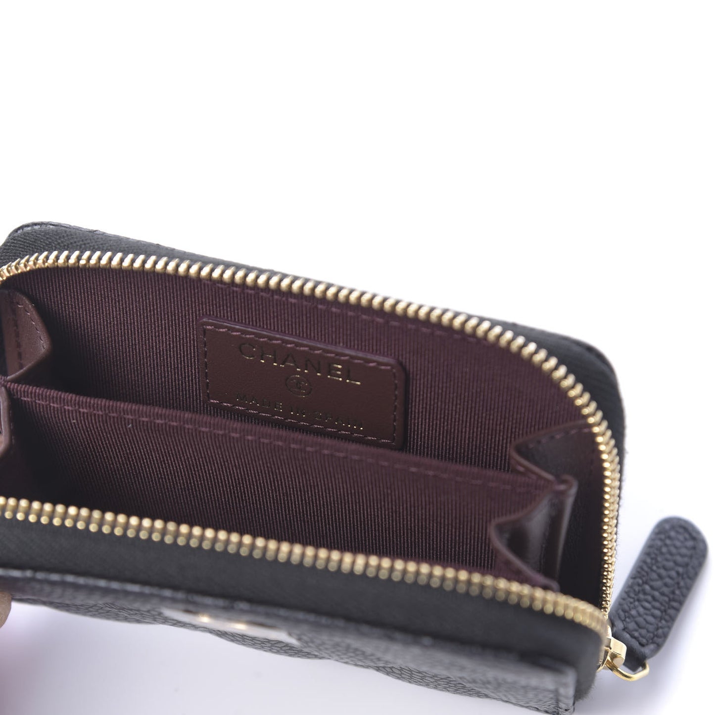 Caviar Quilted Zip Coin Purse Black