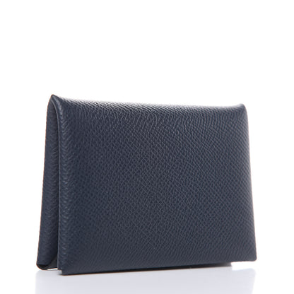 Hermes Epsom Calvi Card Case Bleu Nuit 2 of 7