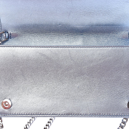 Prada Metallic Nappa Mini Impunture Diagramme Chain Crossbody Bag Pervinca Mordor 9 of 12