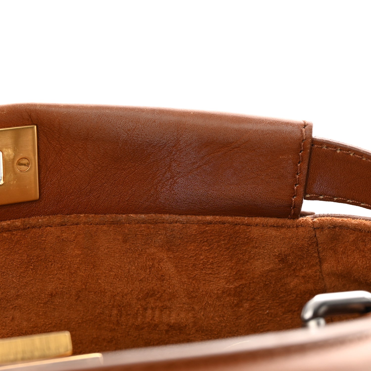 Fendi Vitello Suede Medium Peekaboo Iconic Satchel Cuoio Rame Moro 12 of 20