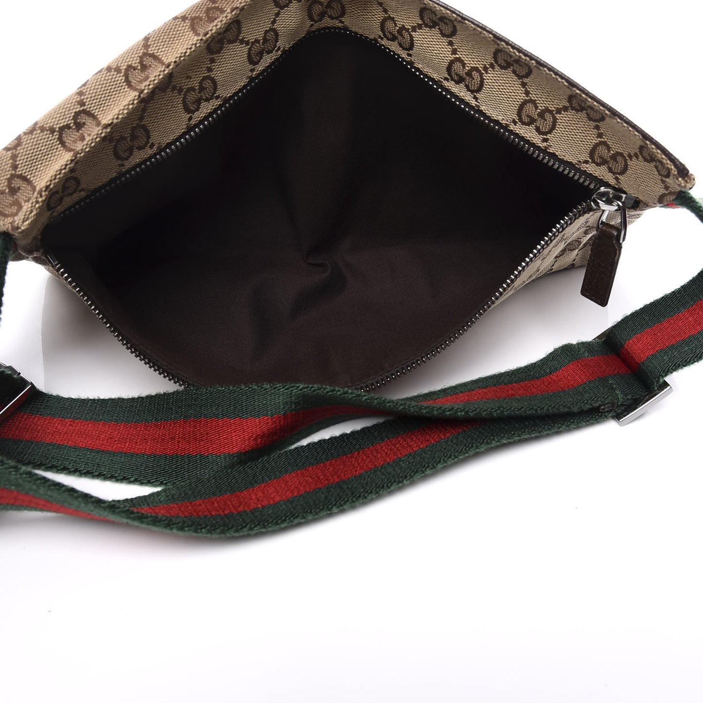 GG Monogram Double Pocket Belt Bag Dark Brown