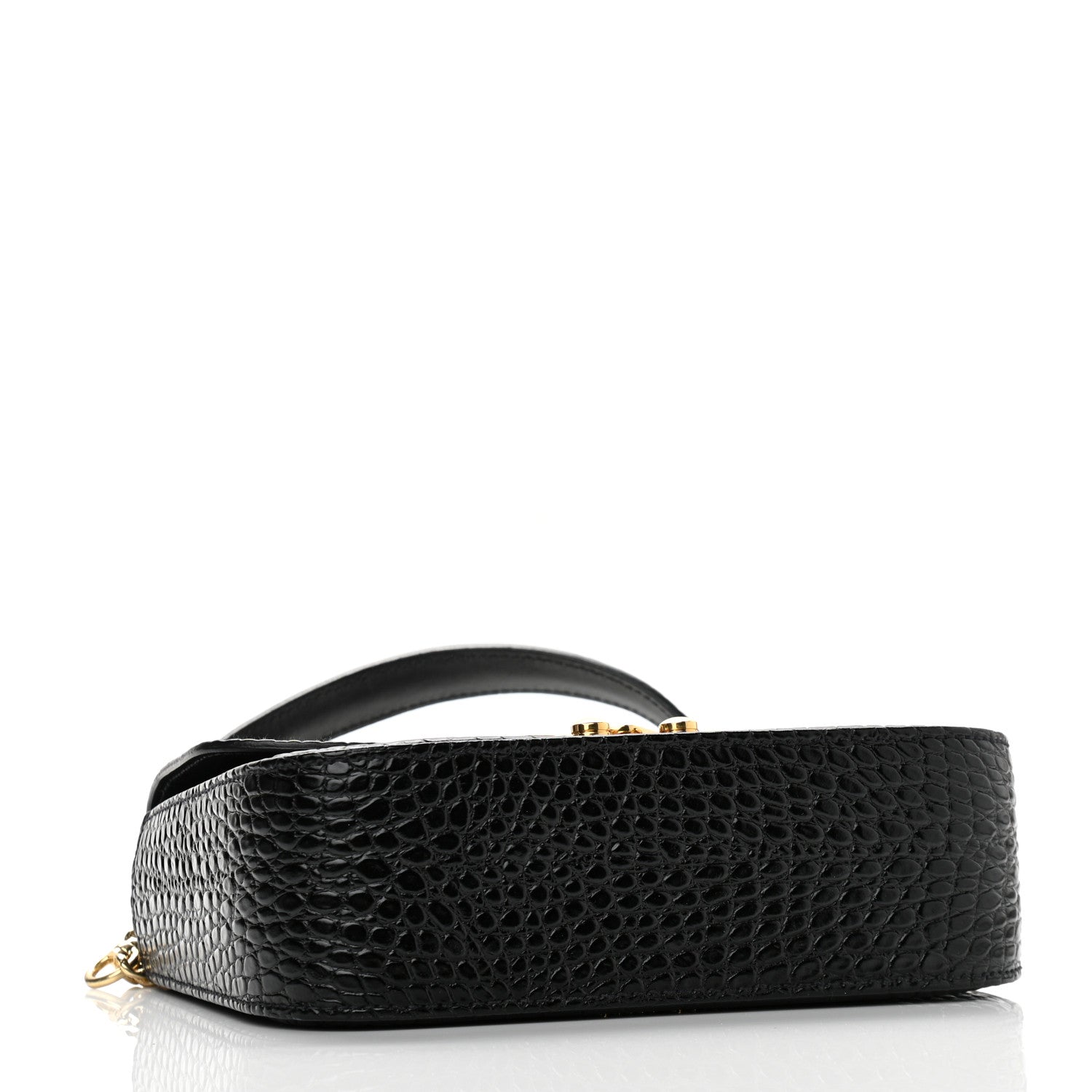 Miu Miu Crocodile Print Calfskin Top Handle Bag Black 4 of 9