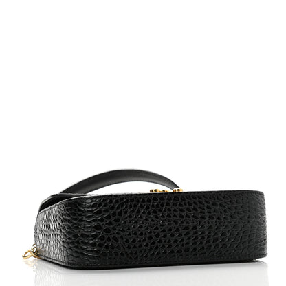 Miu Miu Crocodile Print Calfskin Top Handle Bag Black 4 of 9