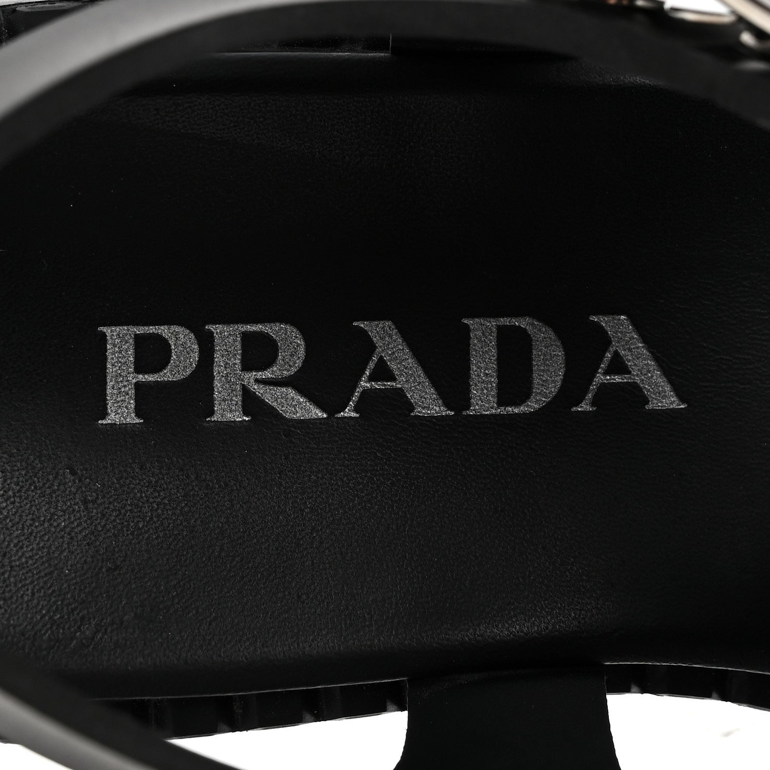 Prada Foam Rubber Metal Triangle Logo 50mm Cage Sandals 39 Black 8 of 10