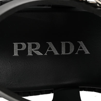 Prada Foam Rubber Metal Triangle Logo 50mm Cage Sandals 39 Black 8 of 10