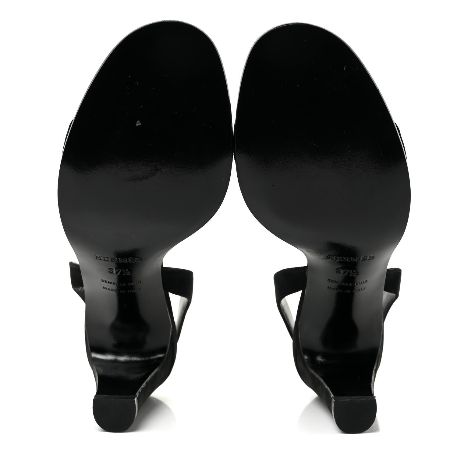Hermes Suede Slingback Sandals 37.5 Black 6 of 17