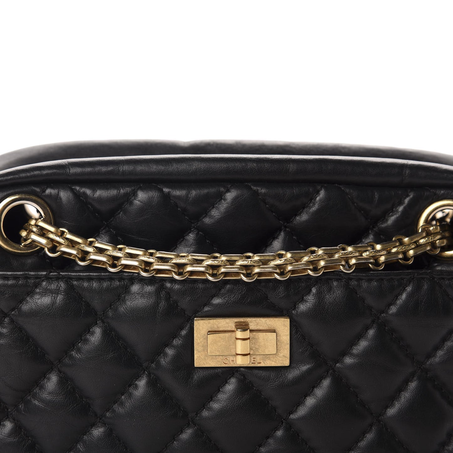 Aged Calfskin Quilted Small Reissue Camera Case Black