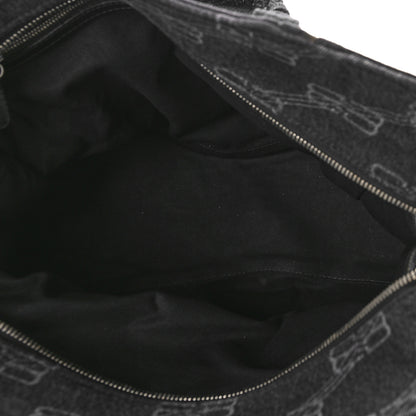 Balenciaga Washed Denim BB Monogram Neo Cagole City Handbag Black 5 of 8