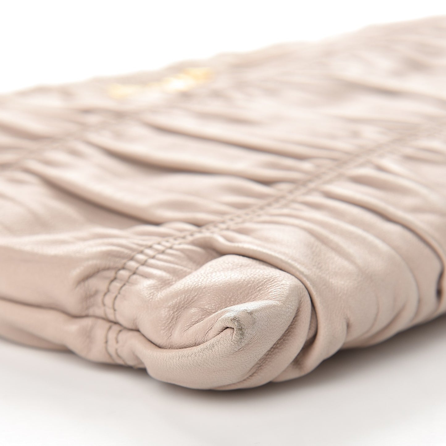 Nappa Gaufre Ruched Clutch Pomice