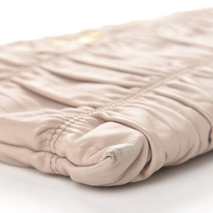 Prada Nappa Gaufre Ruched Clutch Pomice 10 of 14