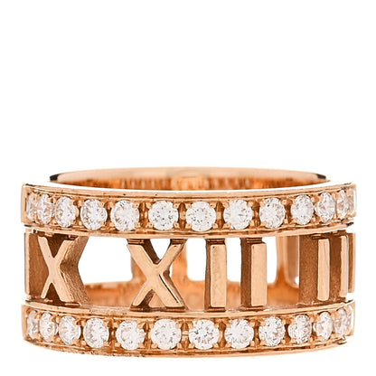 Tiffany 18K Rose Gold Diamond Wide Atlas Open Ring 49 4.75 1 of 5