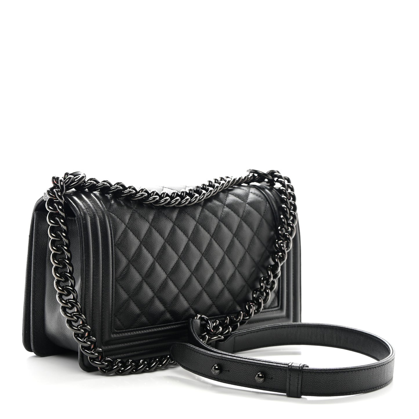 Caviar Quilted Medium Boy Flap So Black