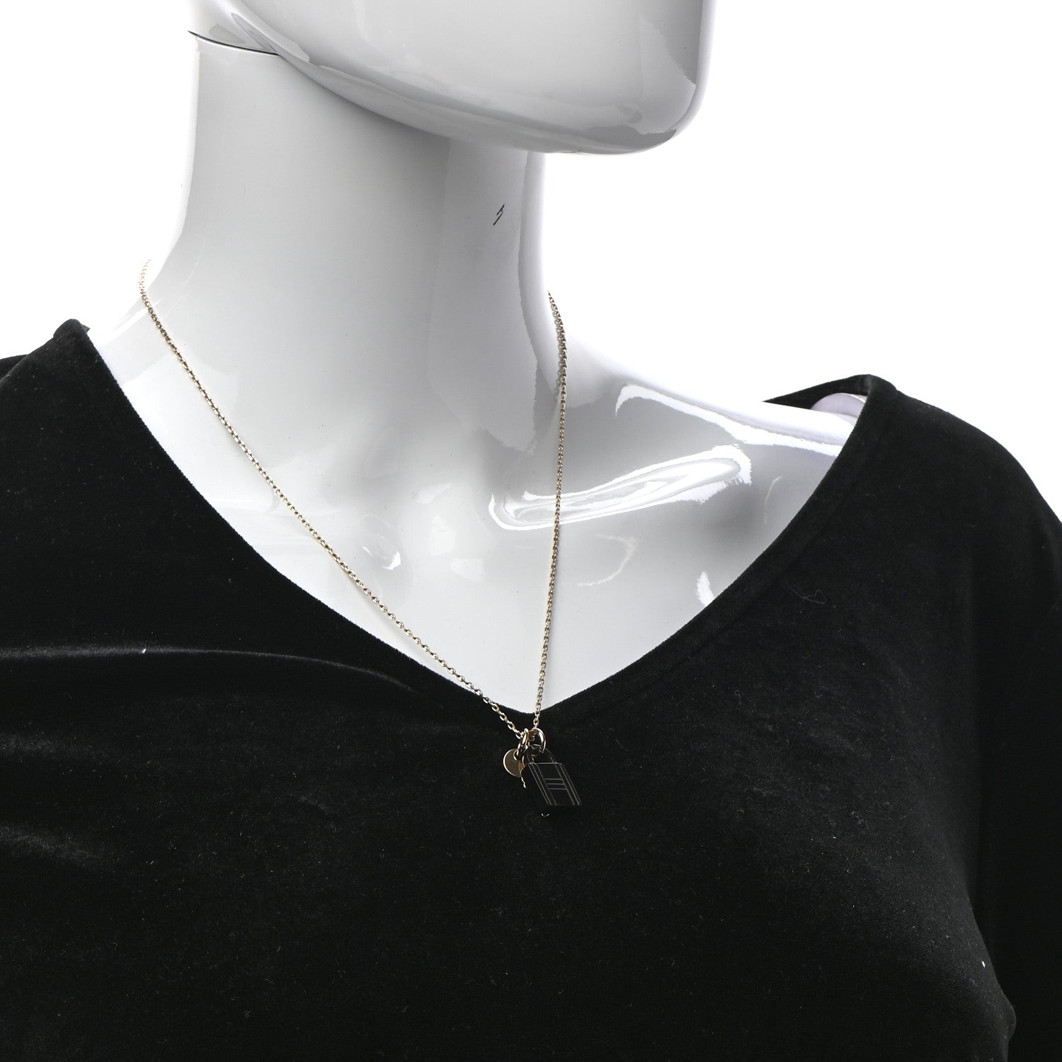 Hermes Permabrass Buffalo Horn Amulette Padlock PM Pendant Necklace 2 of 4