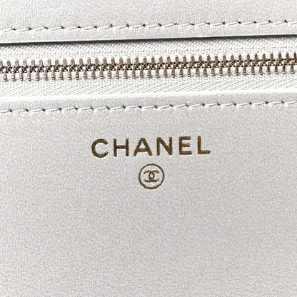 Chanel Calfskin Lizard Embossed Wallet on Chain WOC Silver 6 of 11