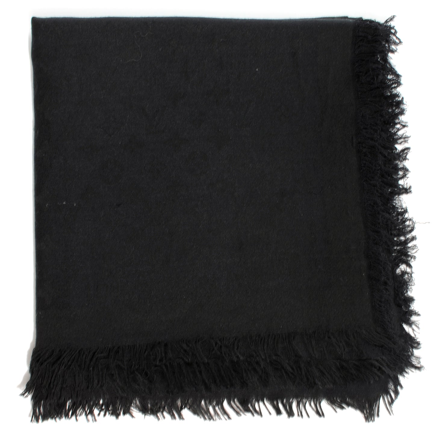 Silk Wool Monogram Shawl Black