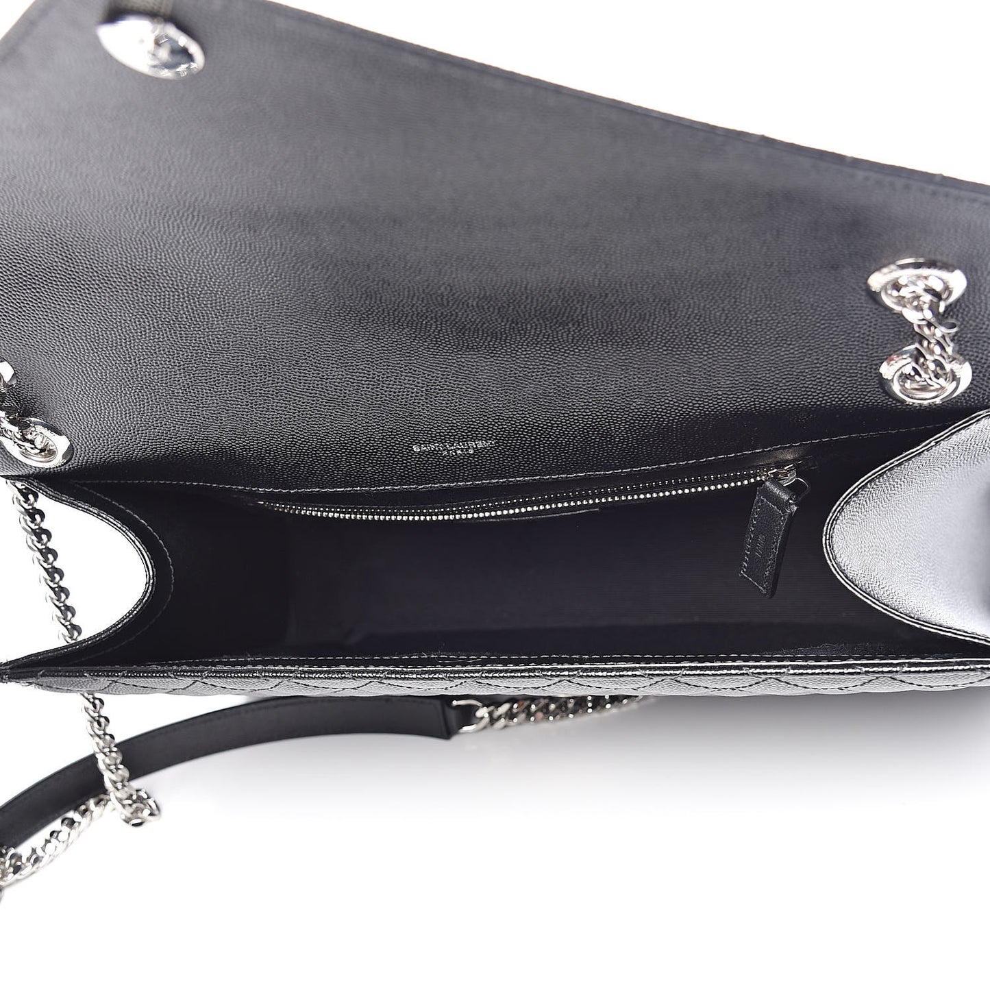 Grain De Poudre Textured Mixed Matelasse Large Triquilt Monogram Satchel Black