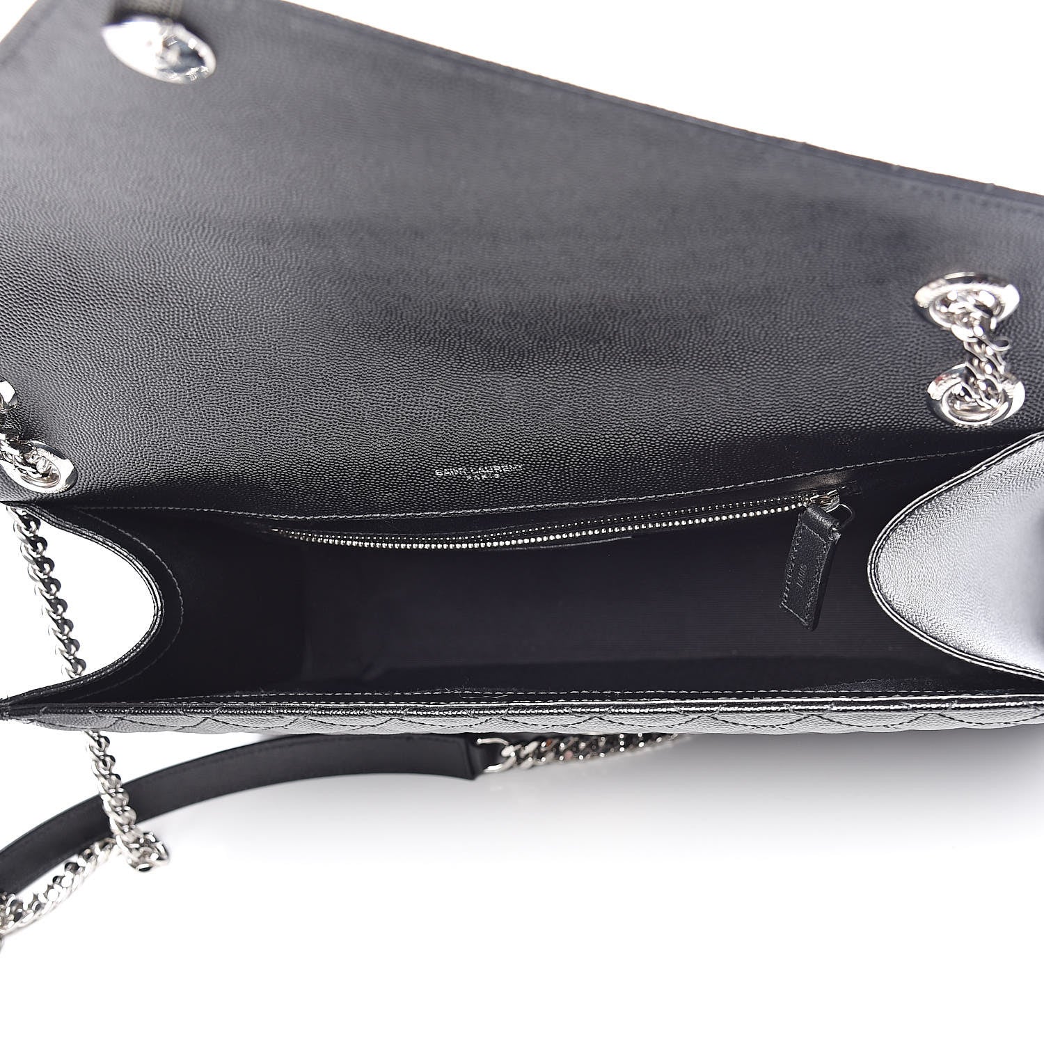 Saint Laurent Grain De Poudre Textured Mixed Matelasse Large Triquilt Monogram Satchel Black 5 of 11