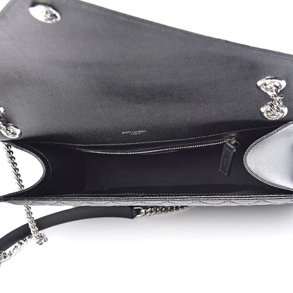 Saint Laurent Grain De Poudre Textured Mixed Matelasse Large Triquilt Monogram Satchel Black 5 of 11