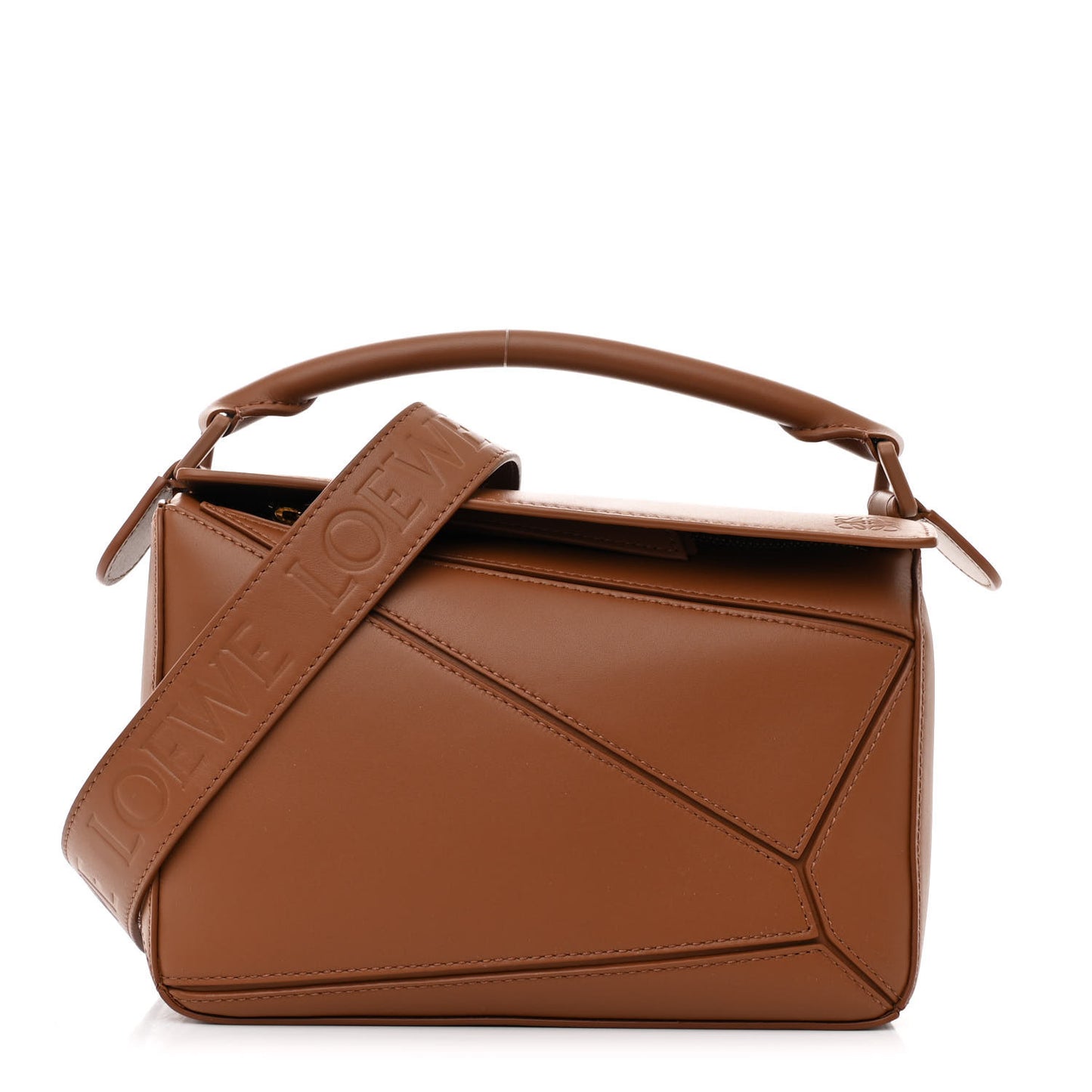 Satin Calfskin Small Puzzle Bag Pecan