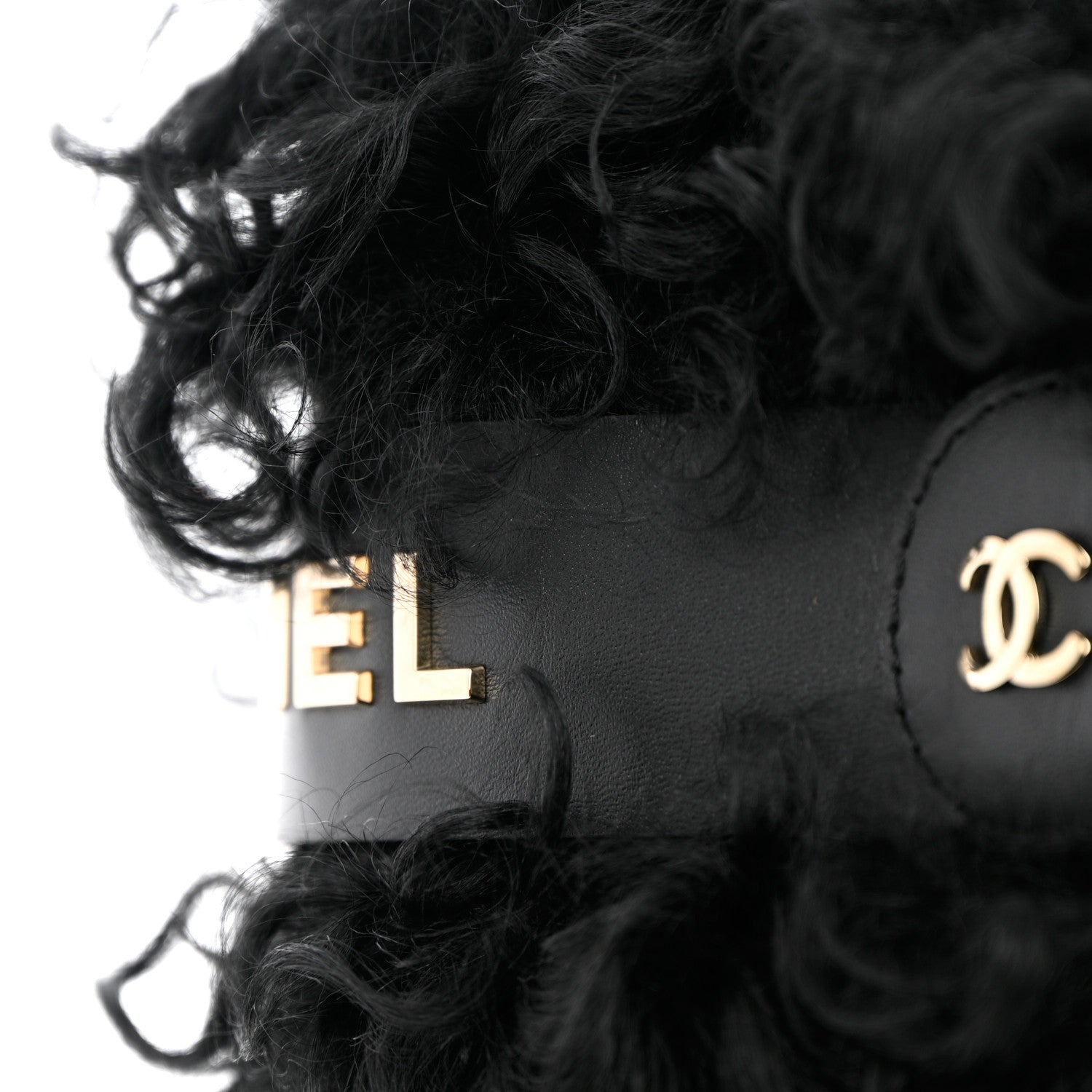 Chanel Shearling Sheepskin High Boots 38.5 Black 13 of 13