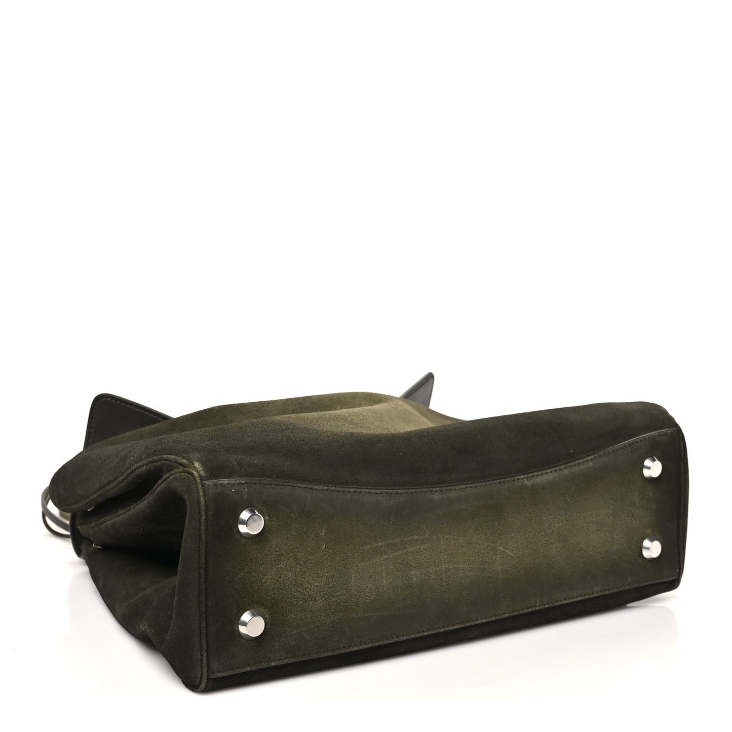 Waxed Suede Calfskin Medium Rodeo Top Handle Handbag Khaki