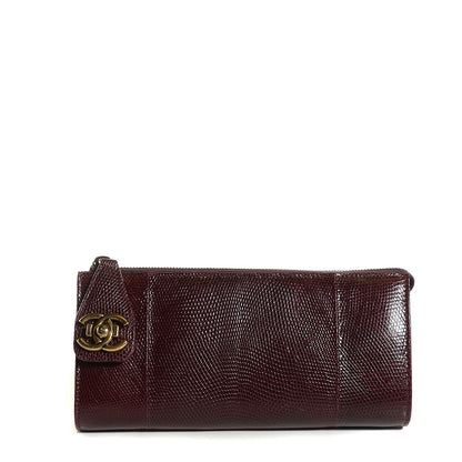 Chanel Lizard Boy Clutch Burgundy 1 of 8